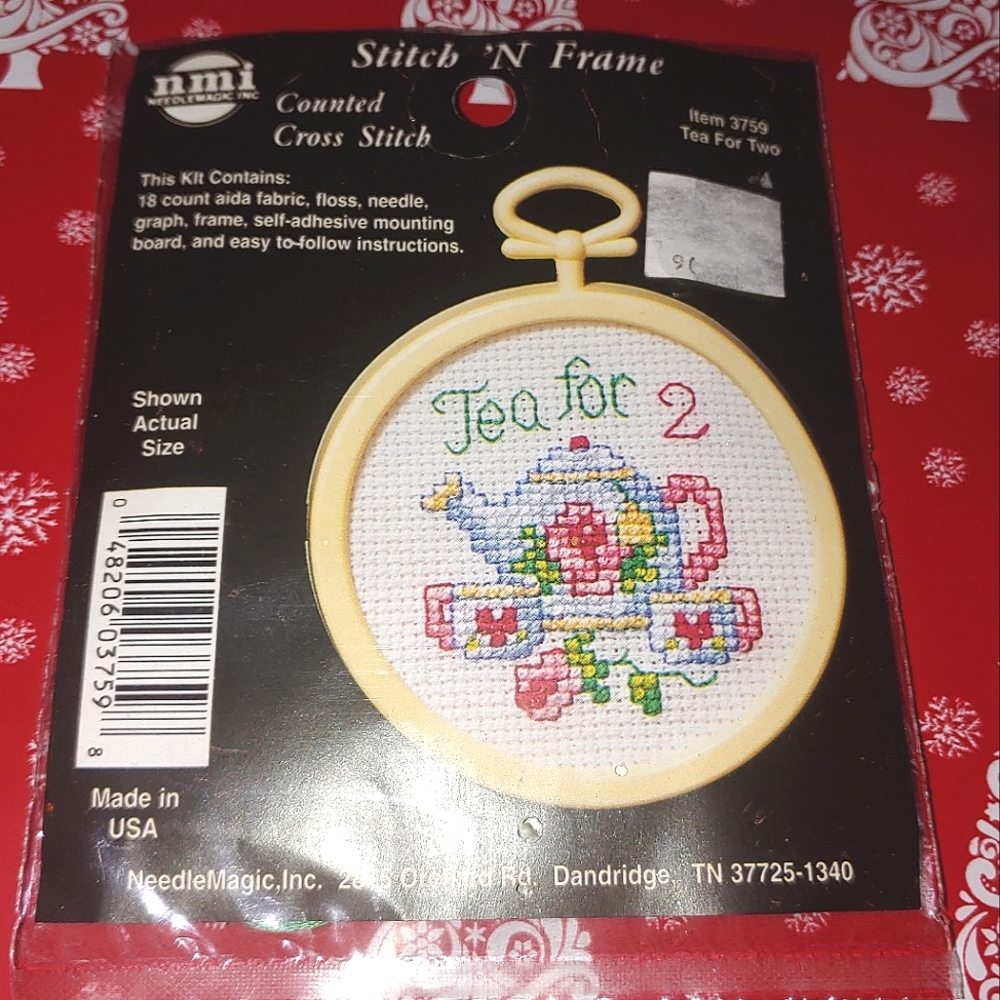 Tea for 2 3759 Teapot & Teacups 🍵 Cross Stitch Kit nmi Floral Vintage
